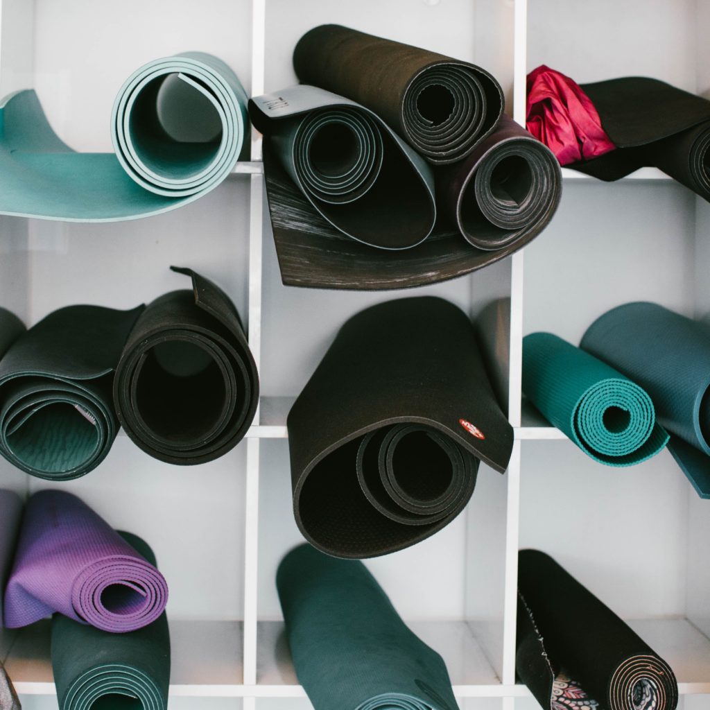 Garden yoga studio mats